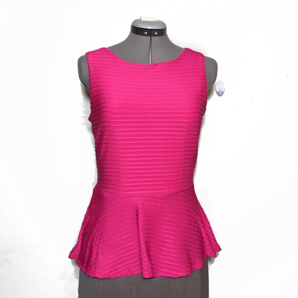 Bisou Bisou Tops - Bisou Bisou Hot Pink Peplum Blouse Top M